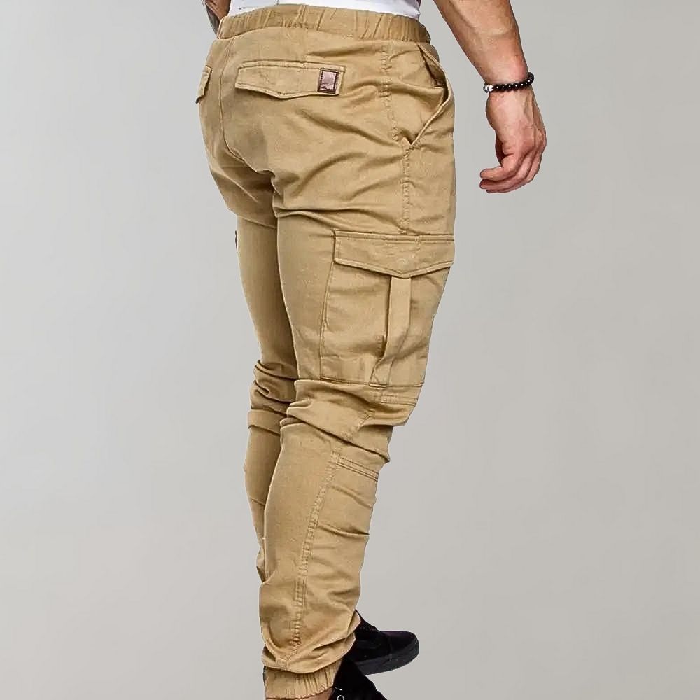 Men's Elegant Cargo Trousers in Classic Khaki