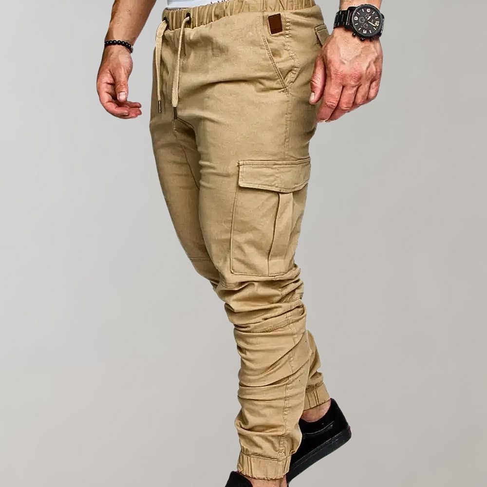 Men's Elegant Cargo Trousers in Classic Khaki