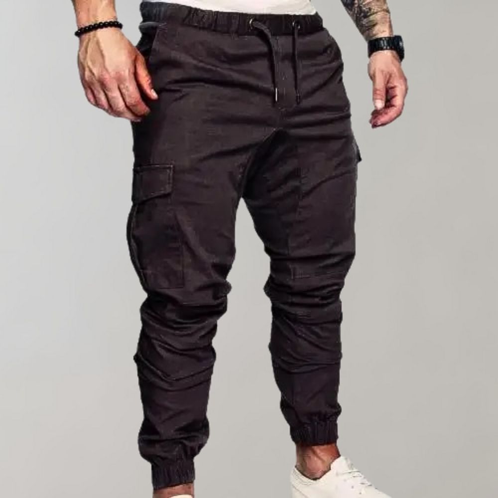 Men's Elegant Cargo Trousers in Classic Khaki