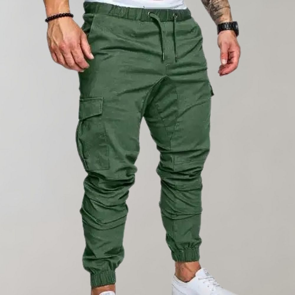 Men's Elegant Cargo Trousers in Classic Khaki