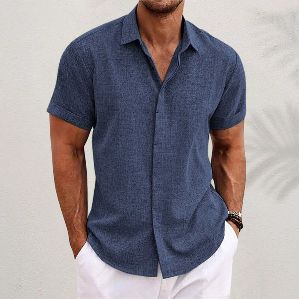 Men's Short-Sleeve Linen Shirt in Summer White