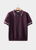 Lavender Contrast Trim Zipper Polo