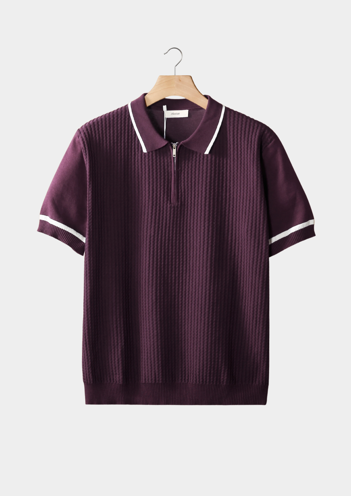 Lavender Contrast Trim Zipper Polo