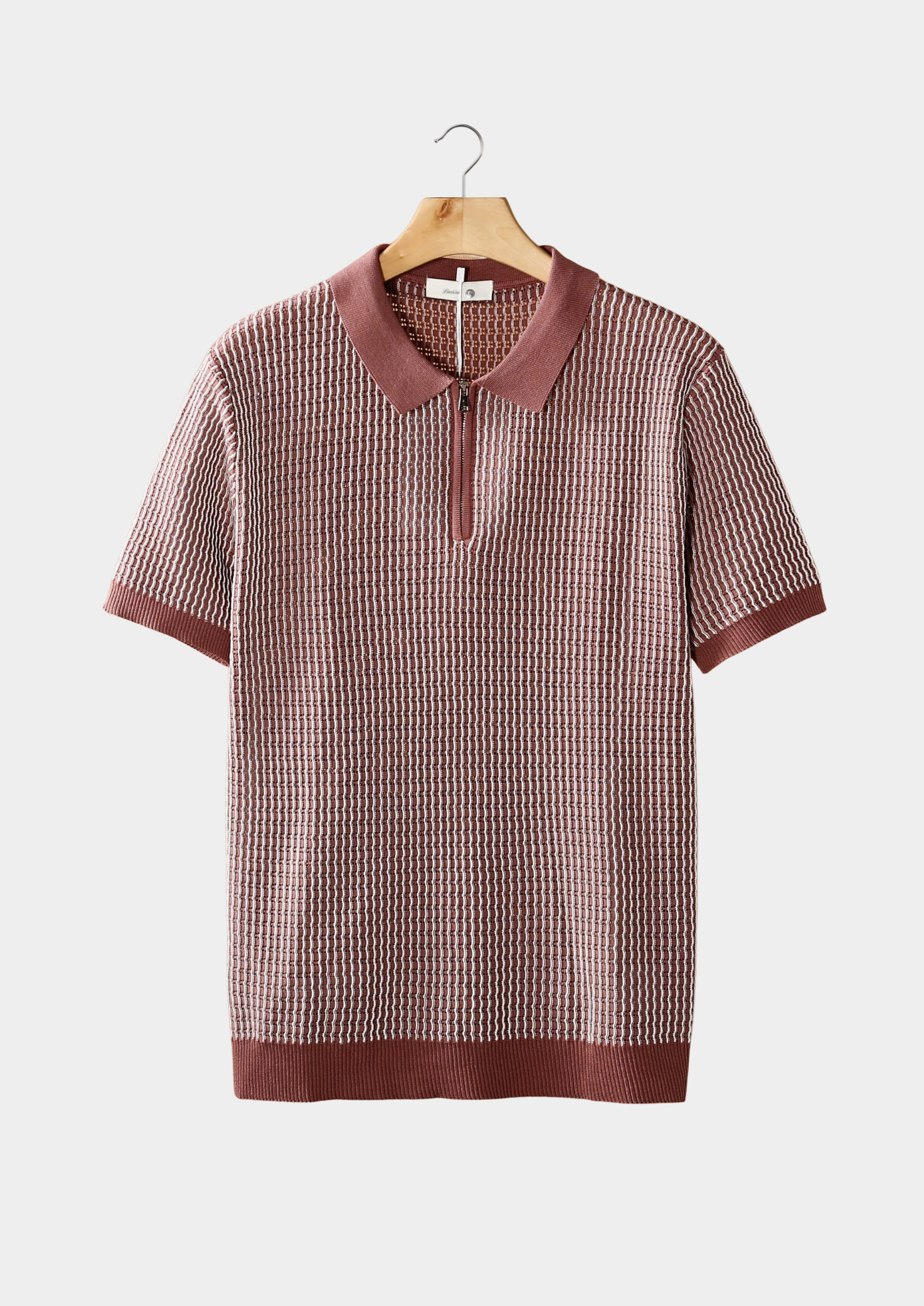 Dusty Rose Textured Zipper Polo