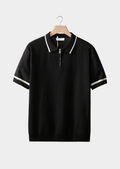 Black Zipper Polo with Contrast Trim
