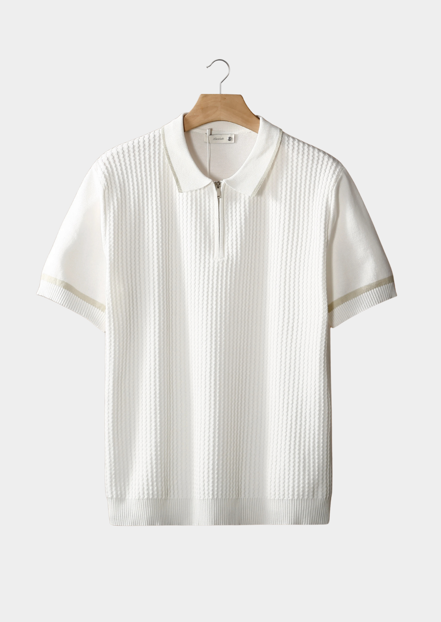 White Zipper Polo with Contrast Trim