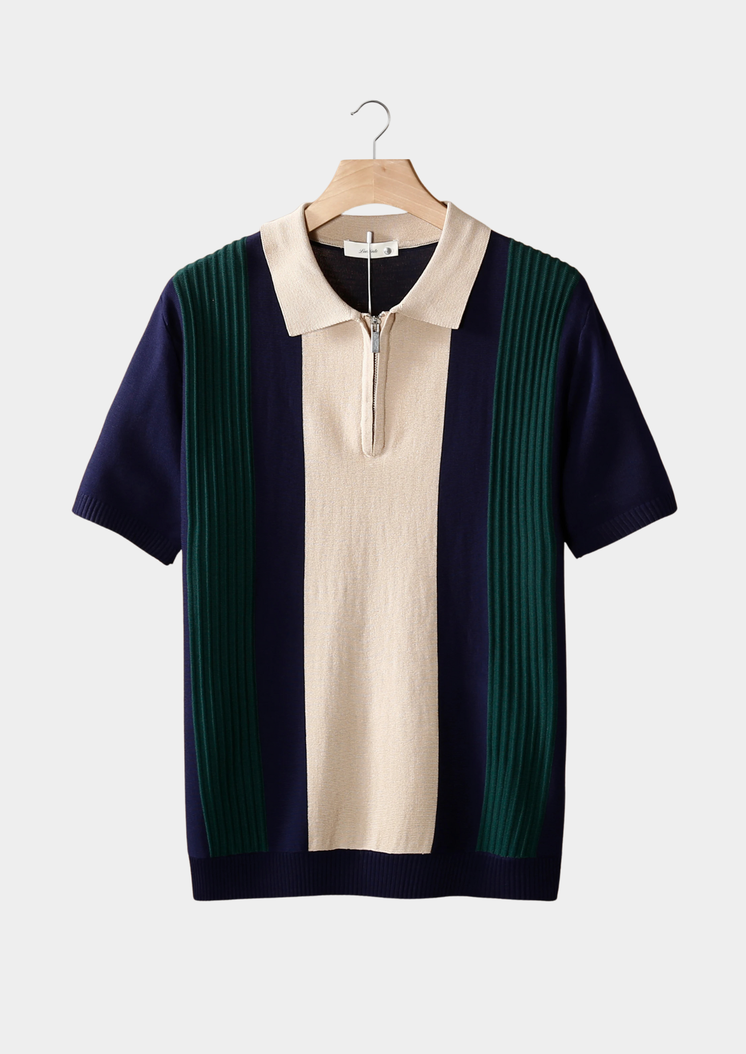 Navy Resort Zippered Polo Shirt