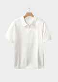 Ivory Ribbed Polo Without Buttons