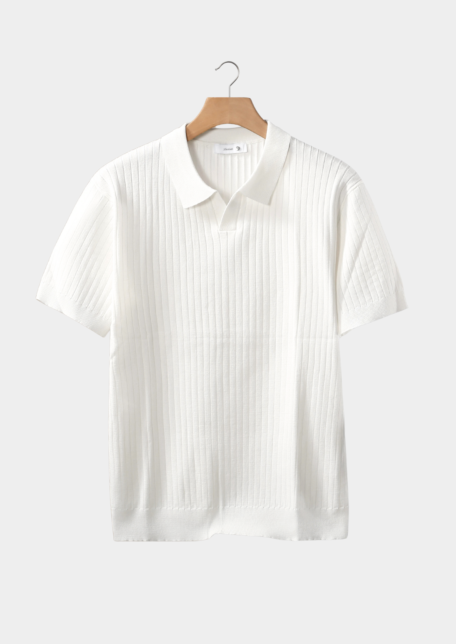 Ivory Ribbed Polo Without Buttons