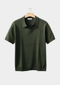 Olive Cashmere Ribbed Polo Shirt