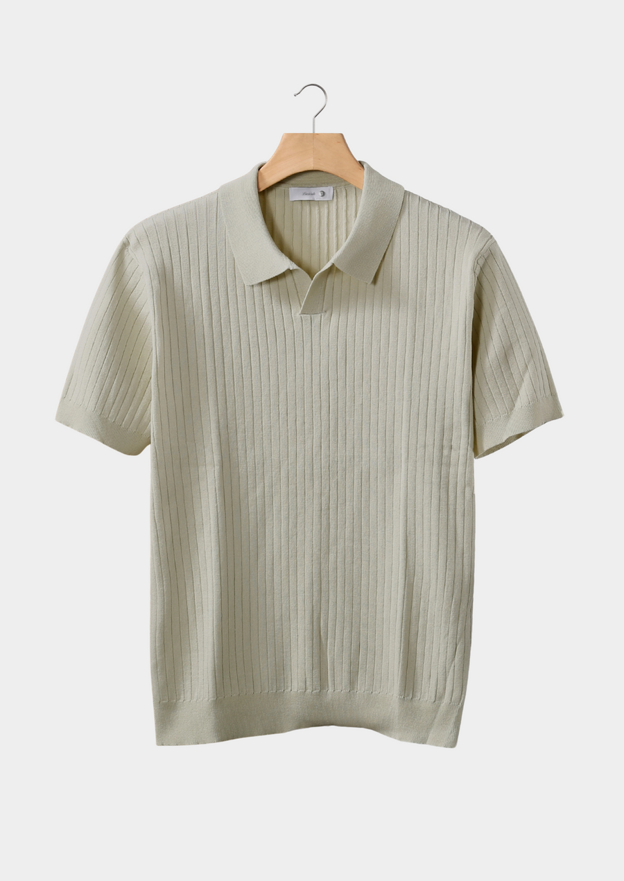 Khaki Ribbed Polo Without Buttons