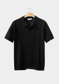 Black Ribbed Polo Without Buttons