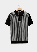 Black Striped Cotton Polo Shirt