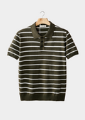 Olive Striped Textured Polo Shirt