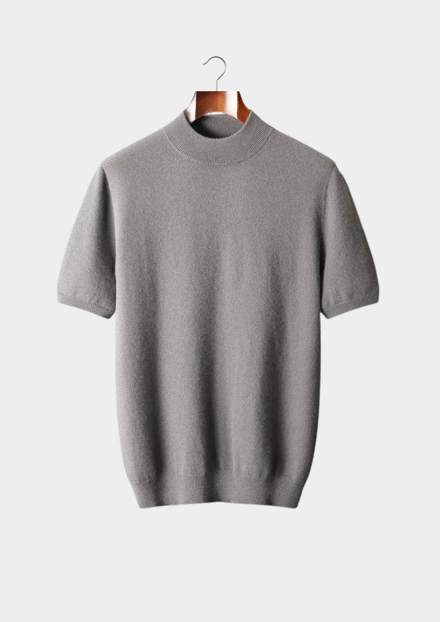 Cashmere Mock Neck T-Shirt in Classic Ivory