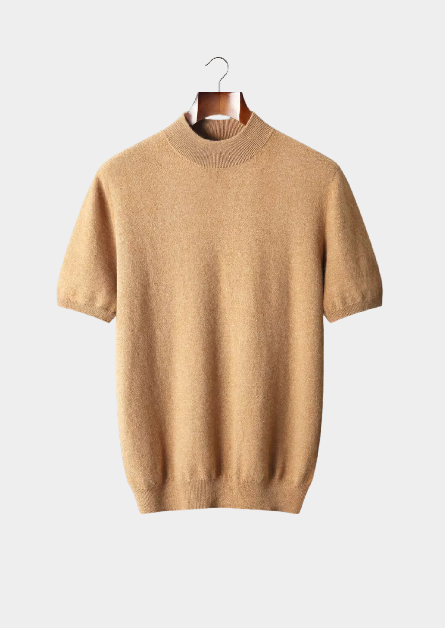Cashmere Mock Neck T-Shirt in Classic Ivory