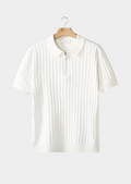 Ivory Ribbed Zipper Polo Shirt