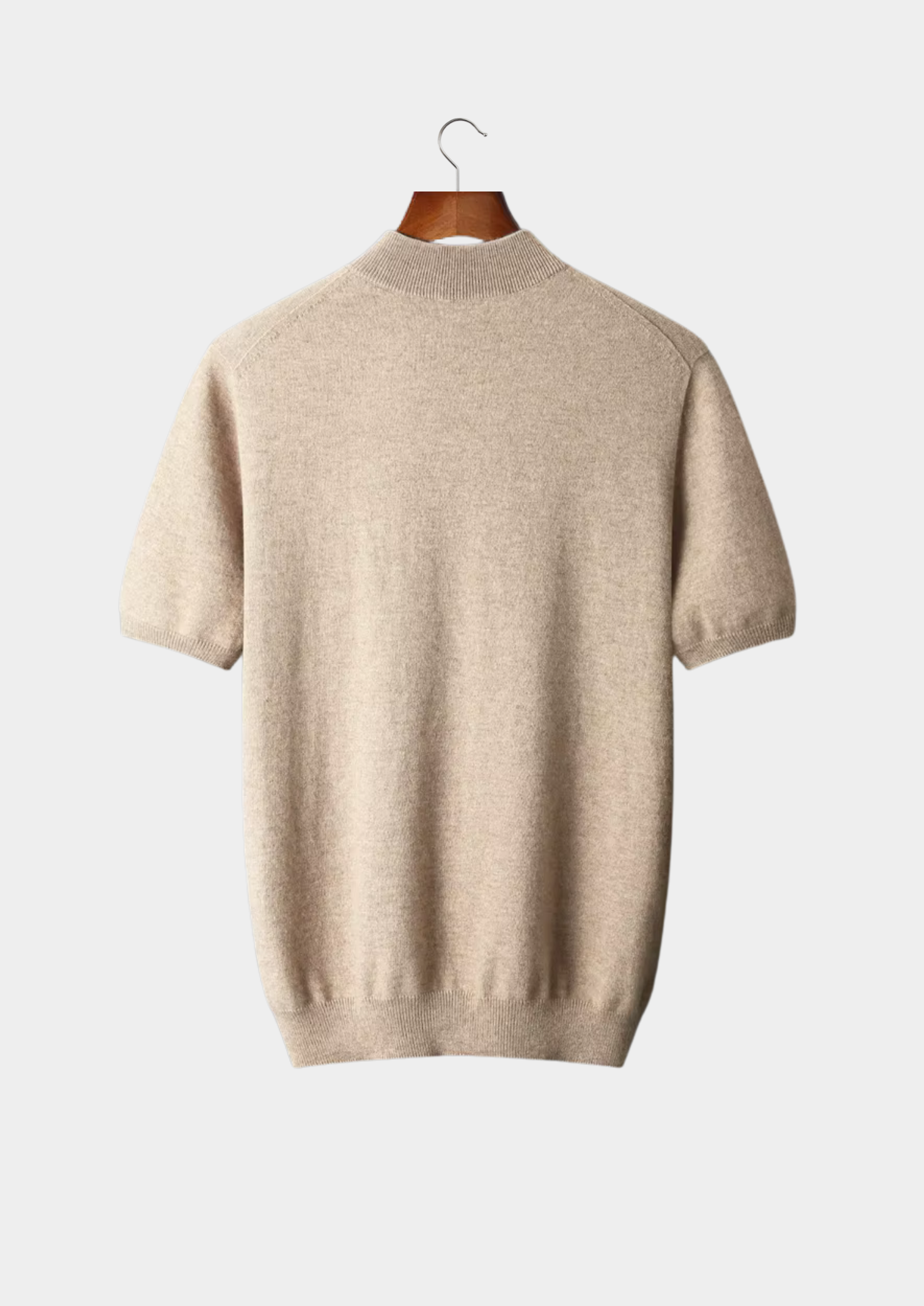 Cashmere Mock Neck T-Shirt in Classic Ivory