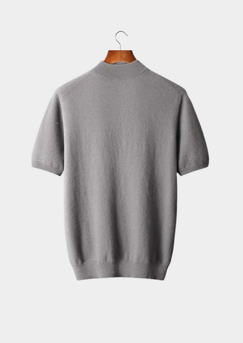 Cashmere Mock Neck T-Shirt in Classic Ivory