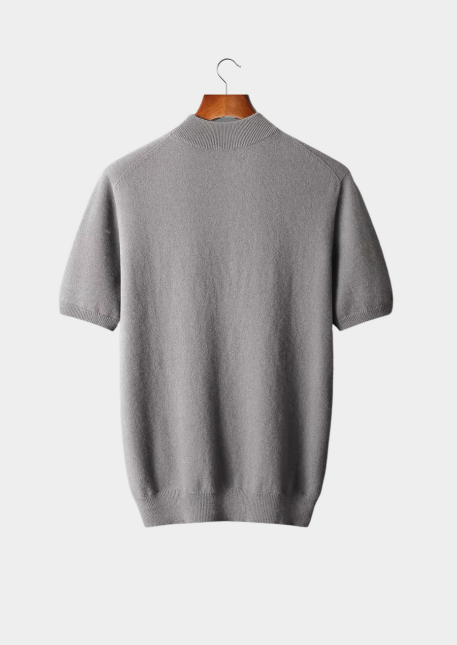 Cashmere Mock Neck T-Shirt in Classic Ivory