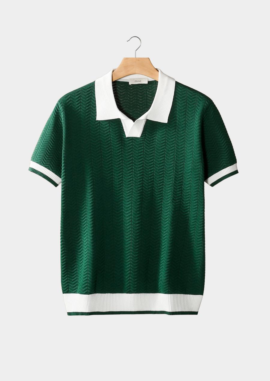Emerald Textured Contrast Polo