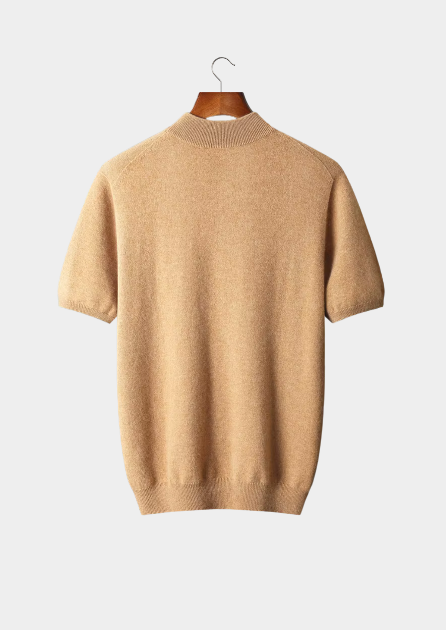 Cashmere Mock Neck T-Shirt in Classic Ivory