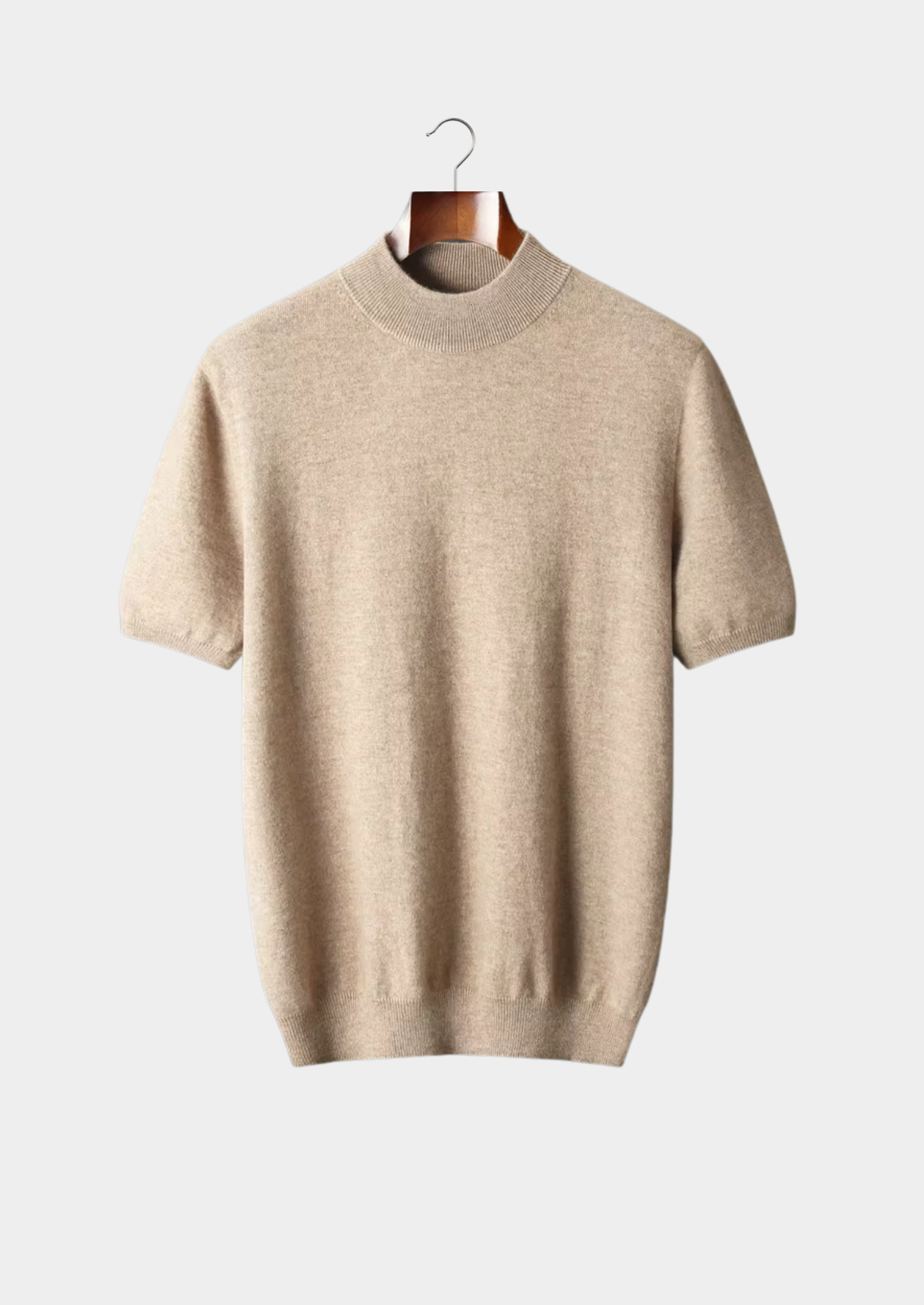 Cashmere Mock Neck T-Shirt in Classic Ivory
