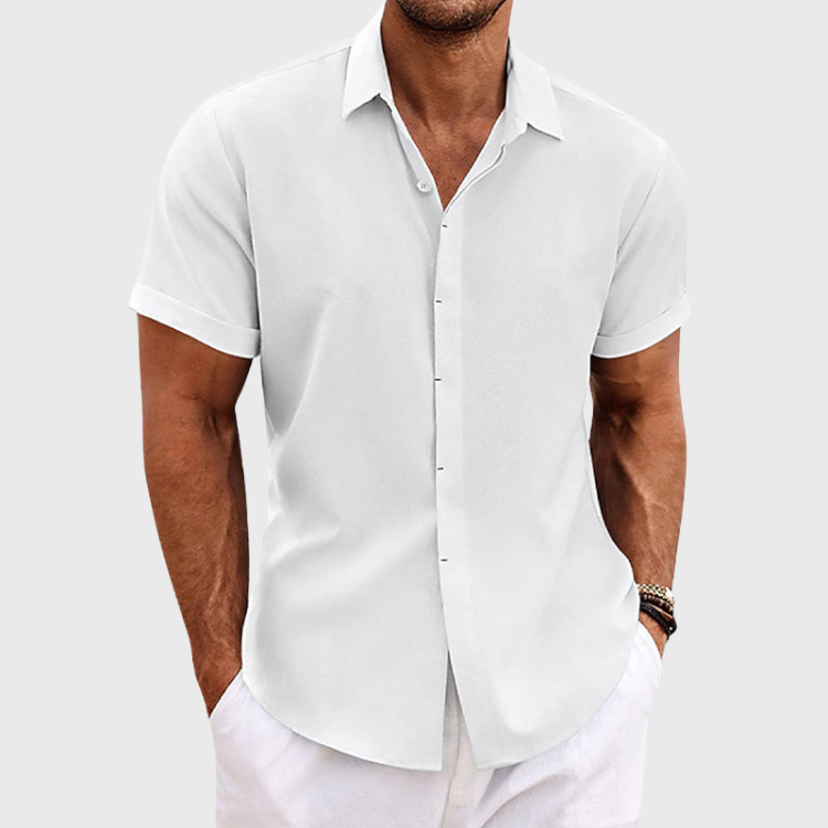 Men's Short-Sleeve Linen Shirt in Summer White