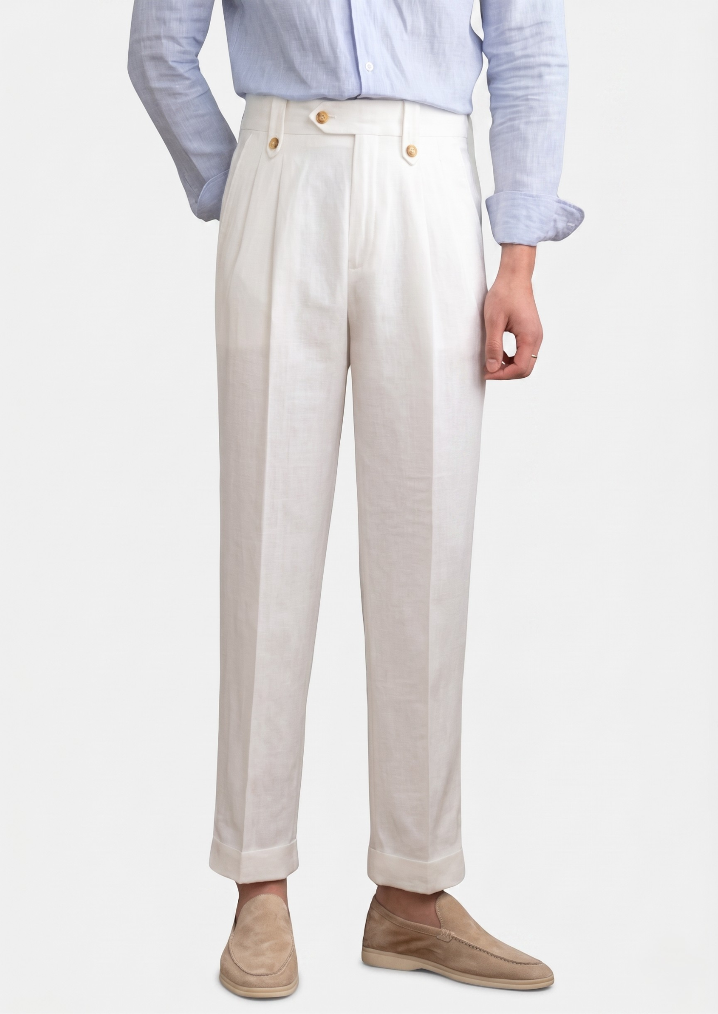 Cagliari Pleated Trousers in White