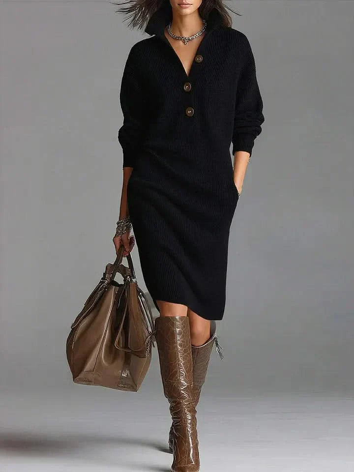 Maelis Silk Midi Dress in Noir