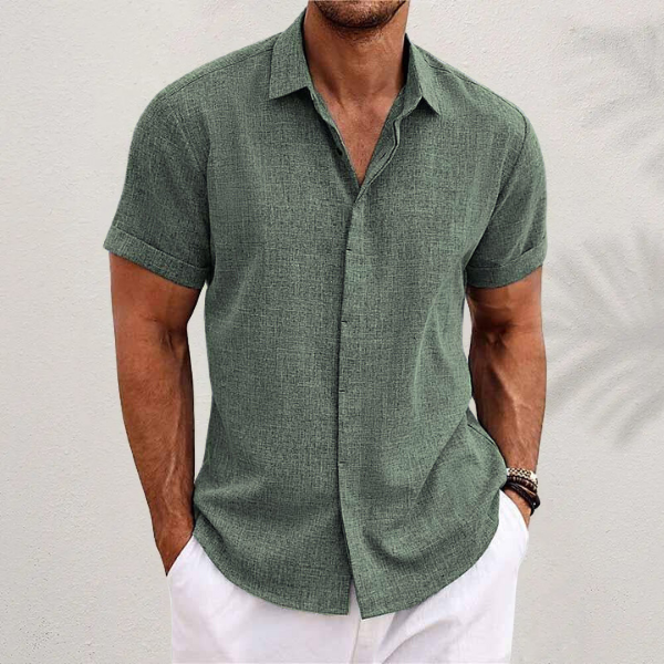 Men's Short-Sleeve Linen Shirt in Summer White