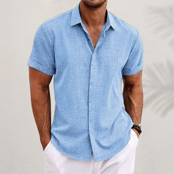 Men's Short-Sleeve Linen Shirt in Summer White