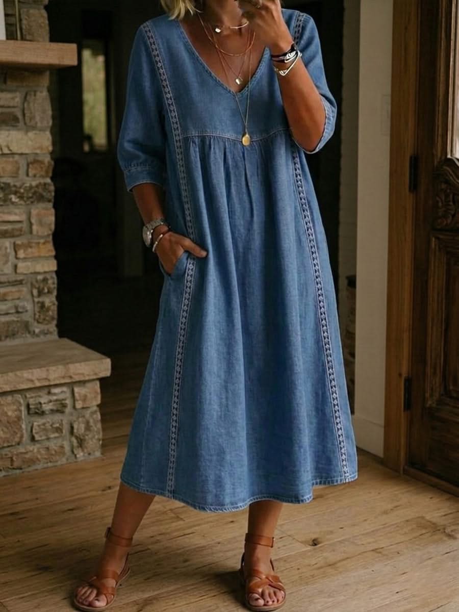 Daisy Lace Trim Silk Dress