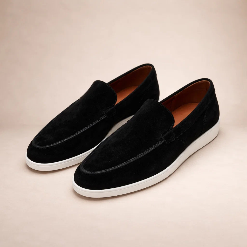 Leather Slip-On Loafers in Classic Brown