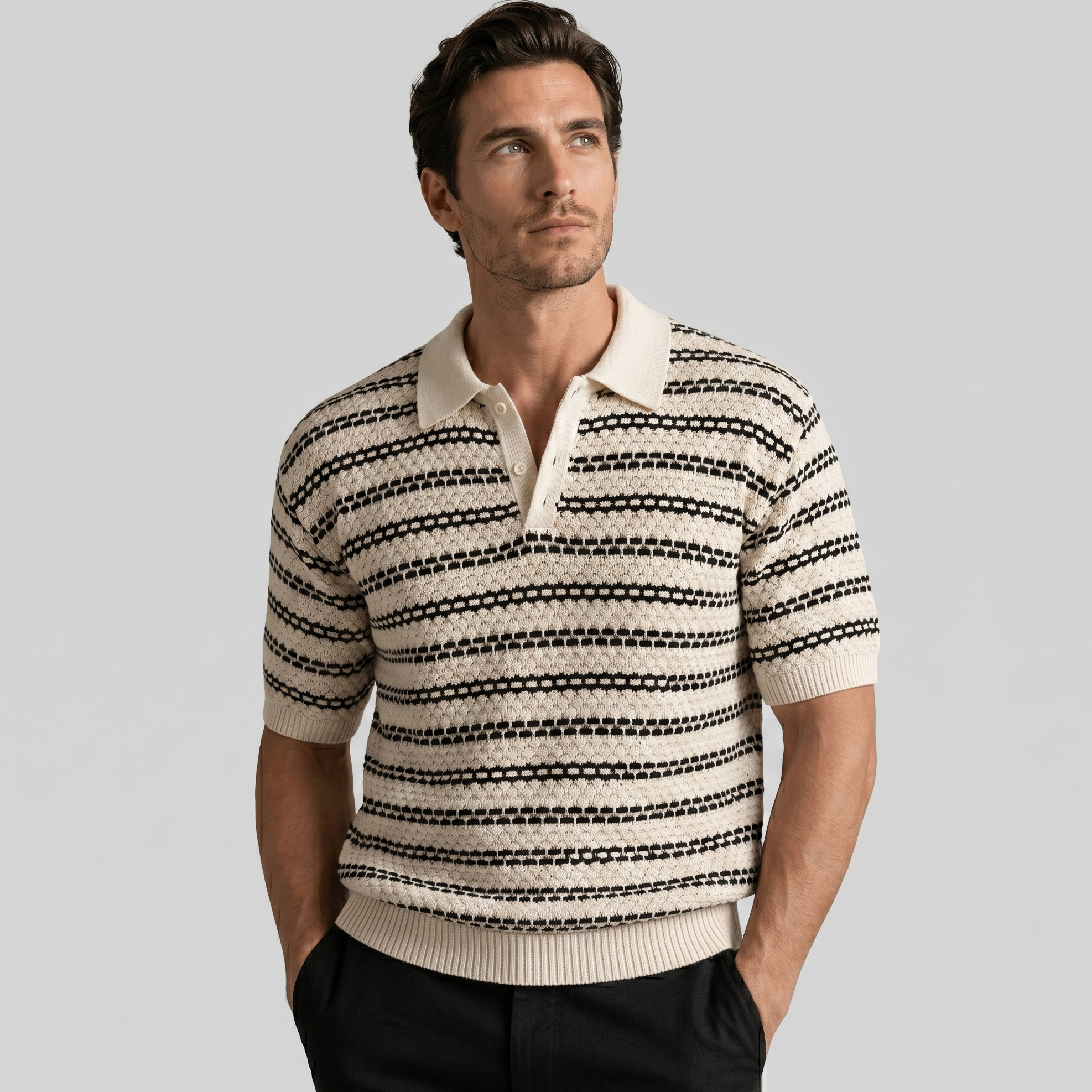 Tailored Knit Polo Shirt in Classic Navy