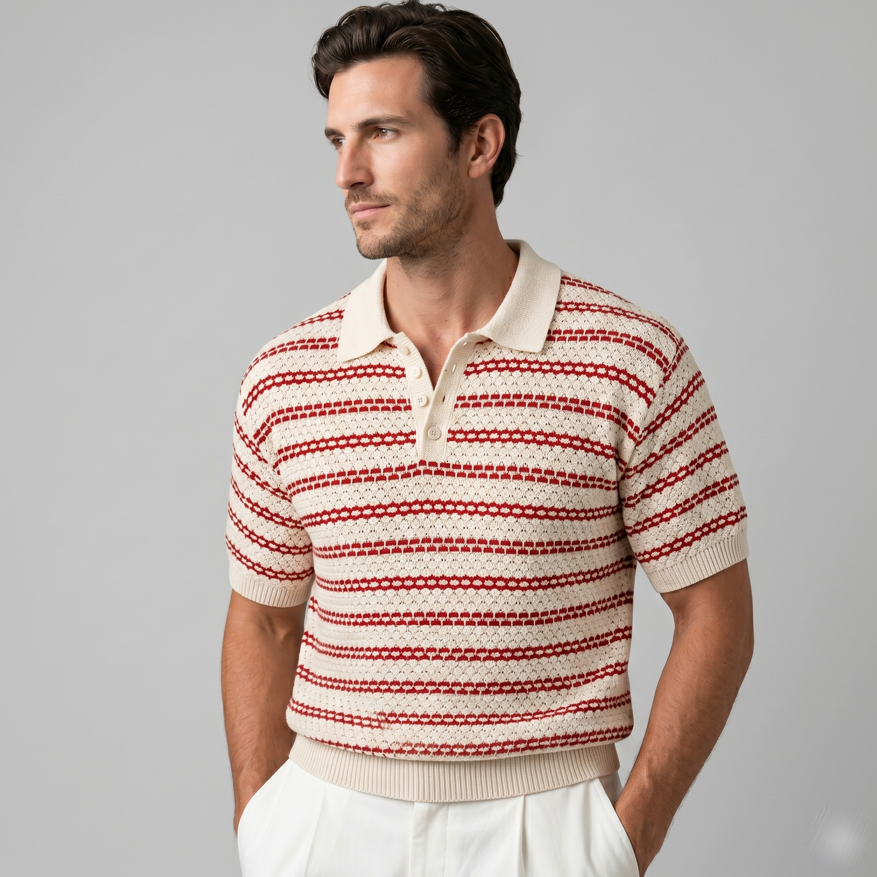 Tailored Knit Polo Shirt in Classic Navy