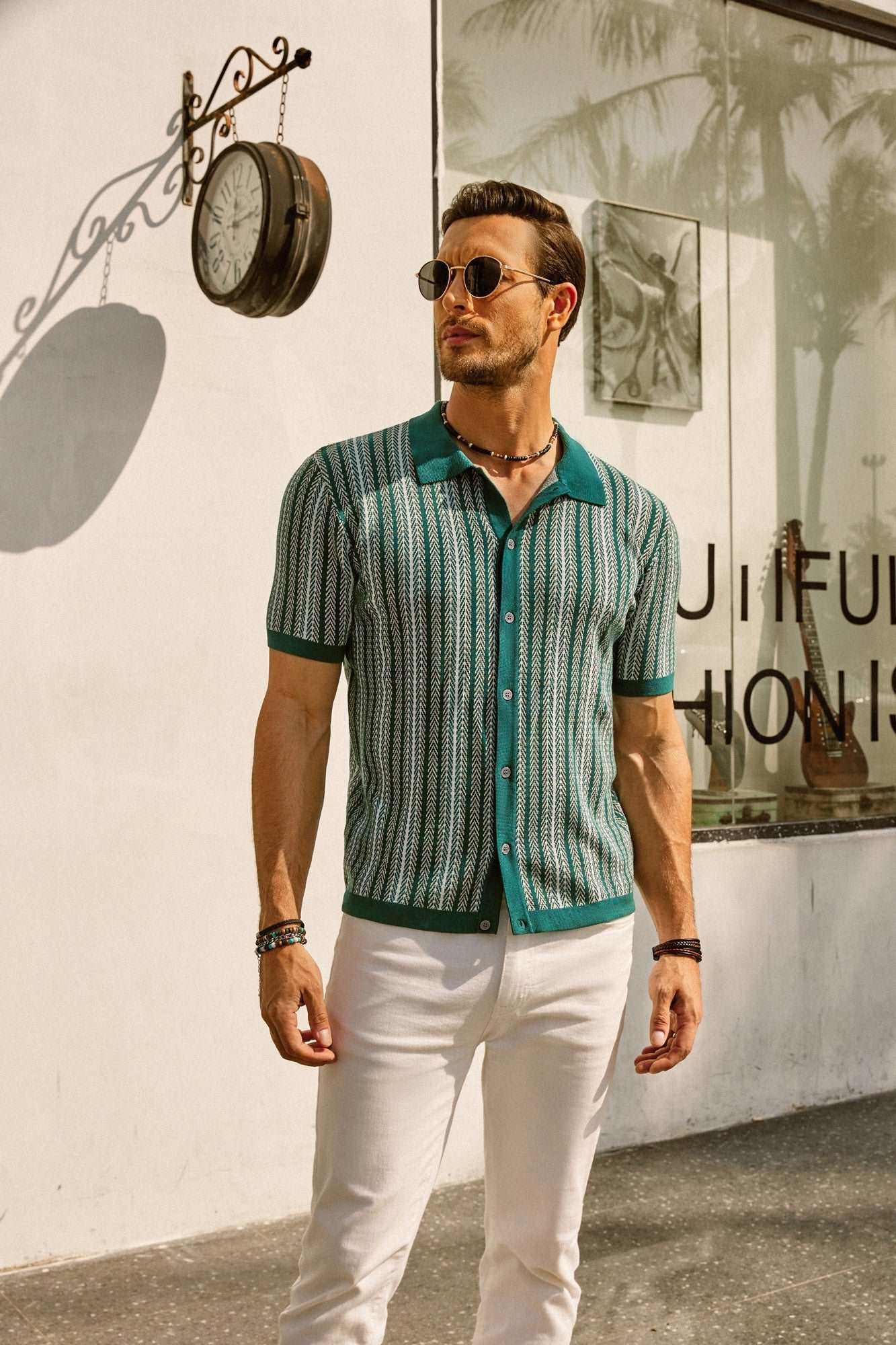 Striped Short Sleeve Polo for Men
