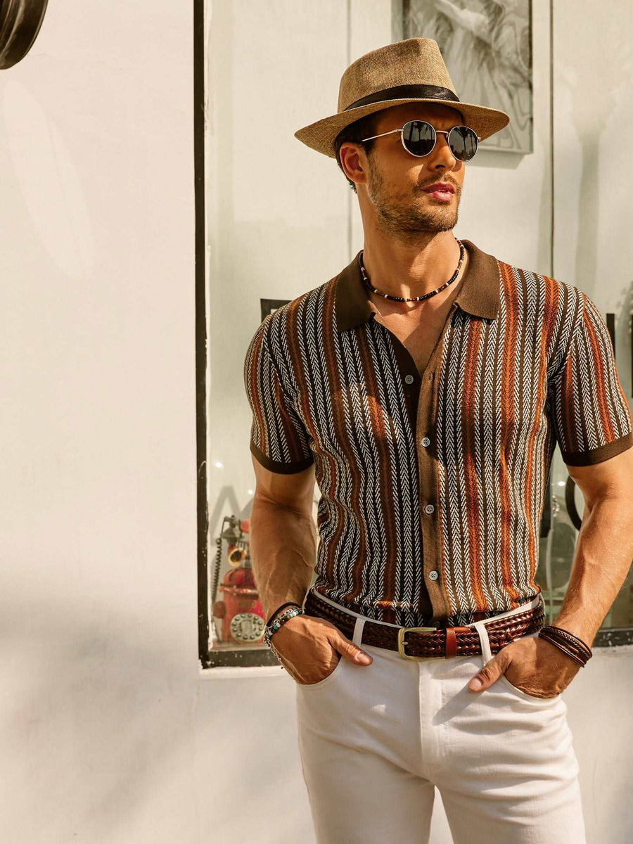 Striped Short Sleeve Polo for Men