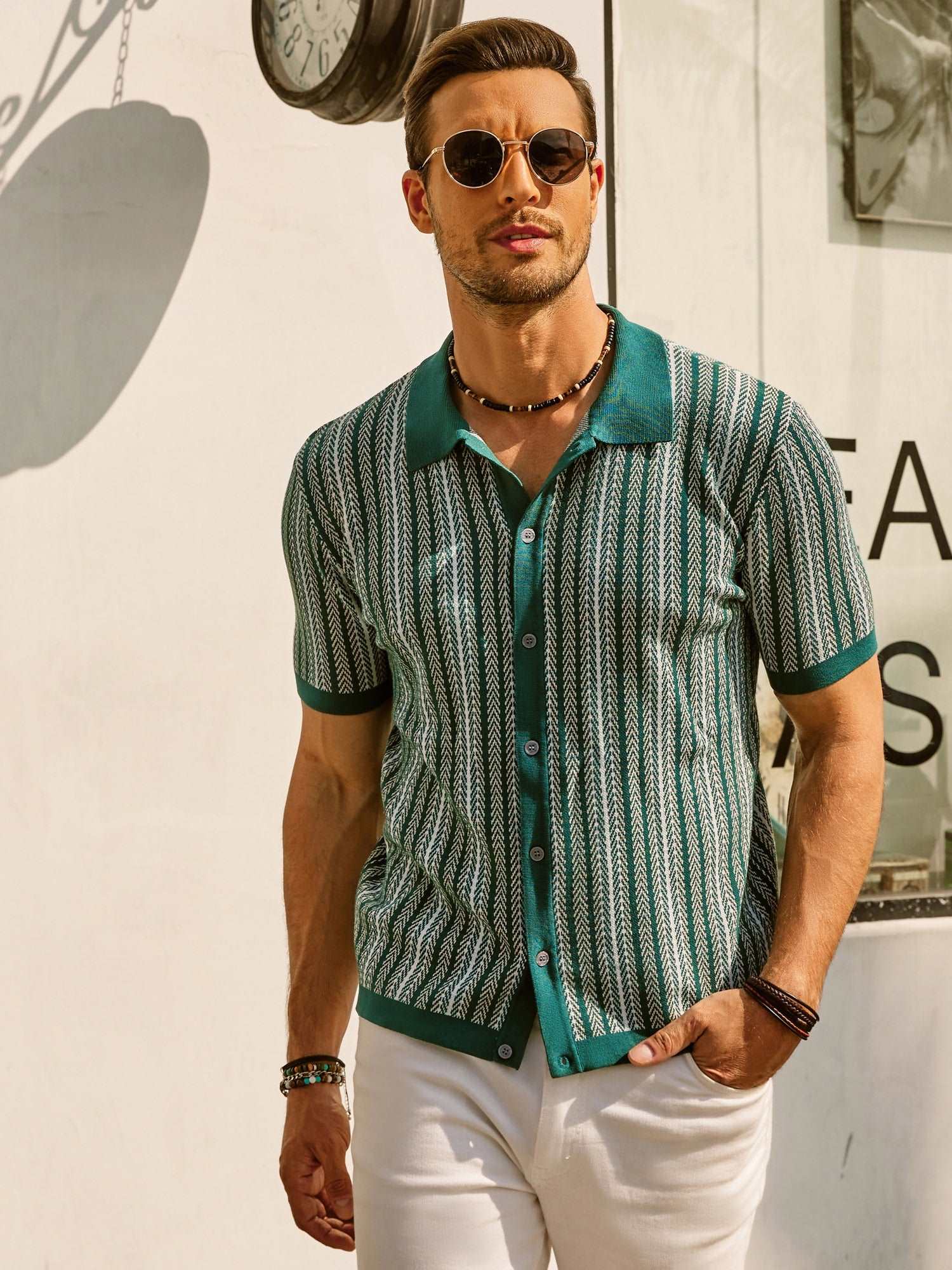 Striped Short Sleeve Polo for Men