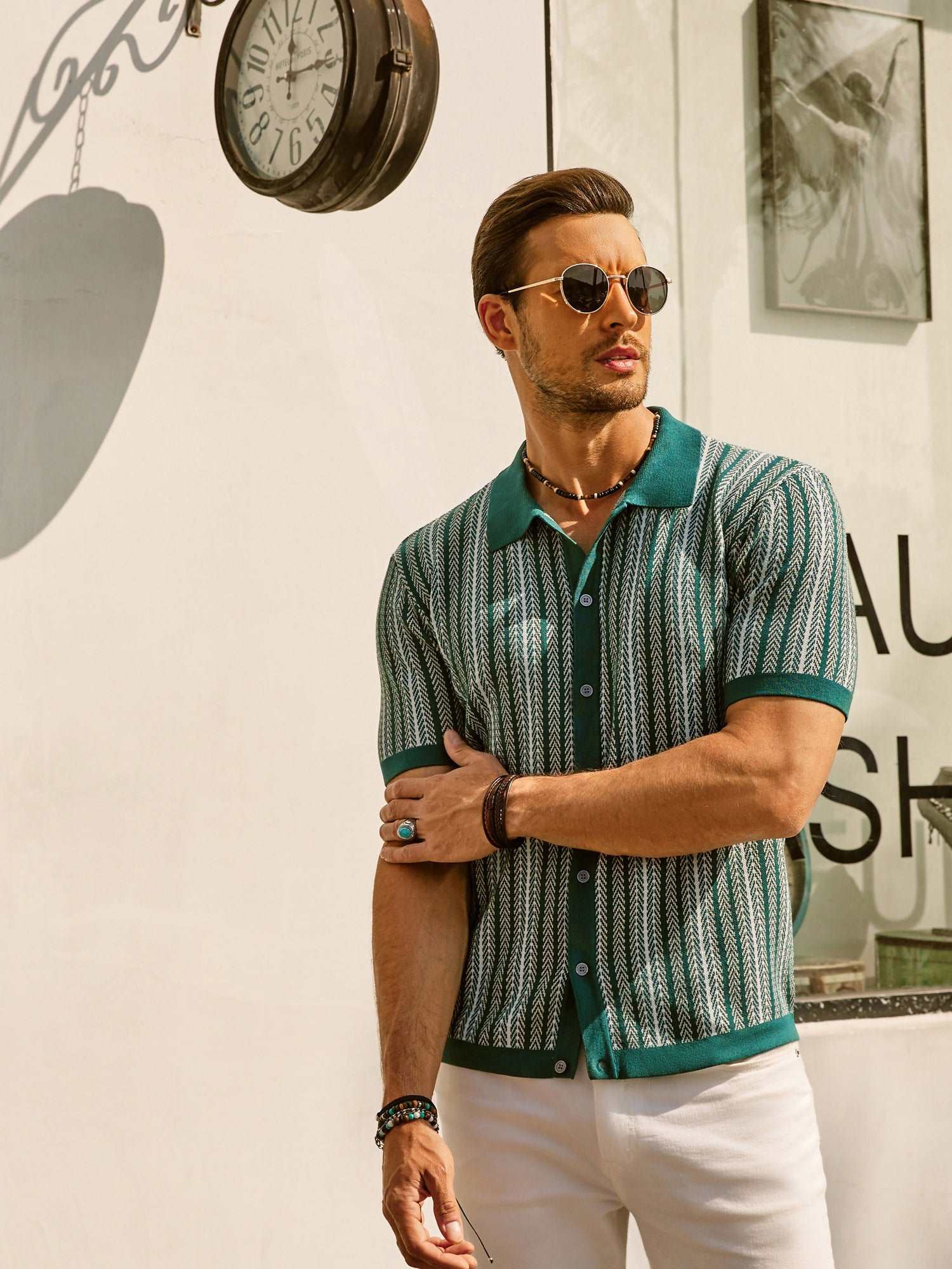 Striped Short Sleeve Polo for Men