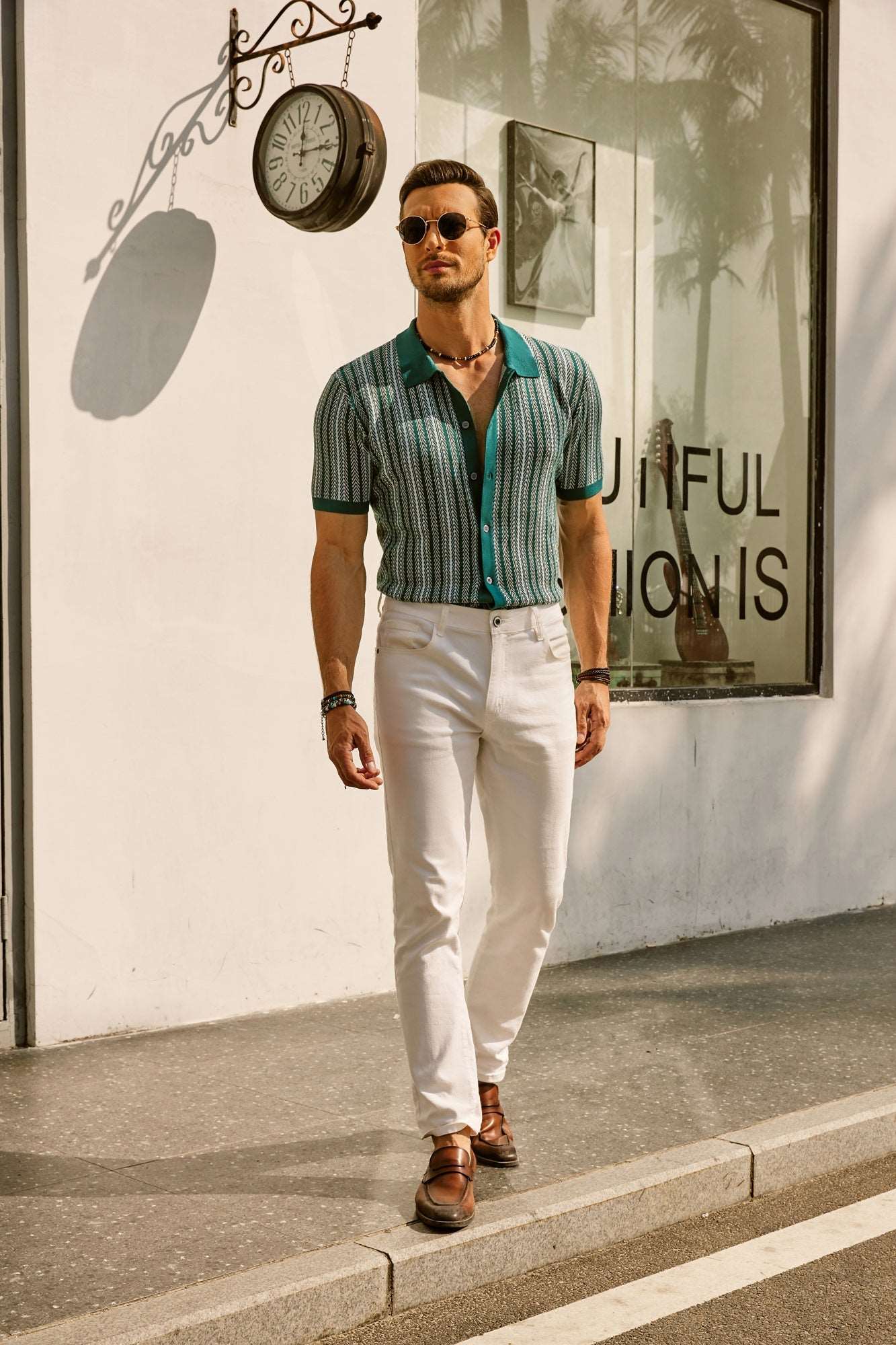 Striped Short Sleeve Polo for Men