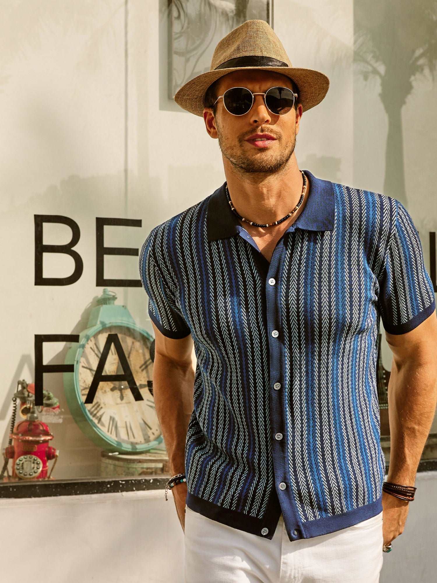Striped Short Sleeve Polo for Men