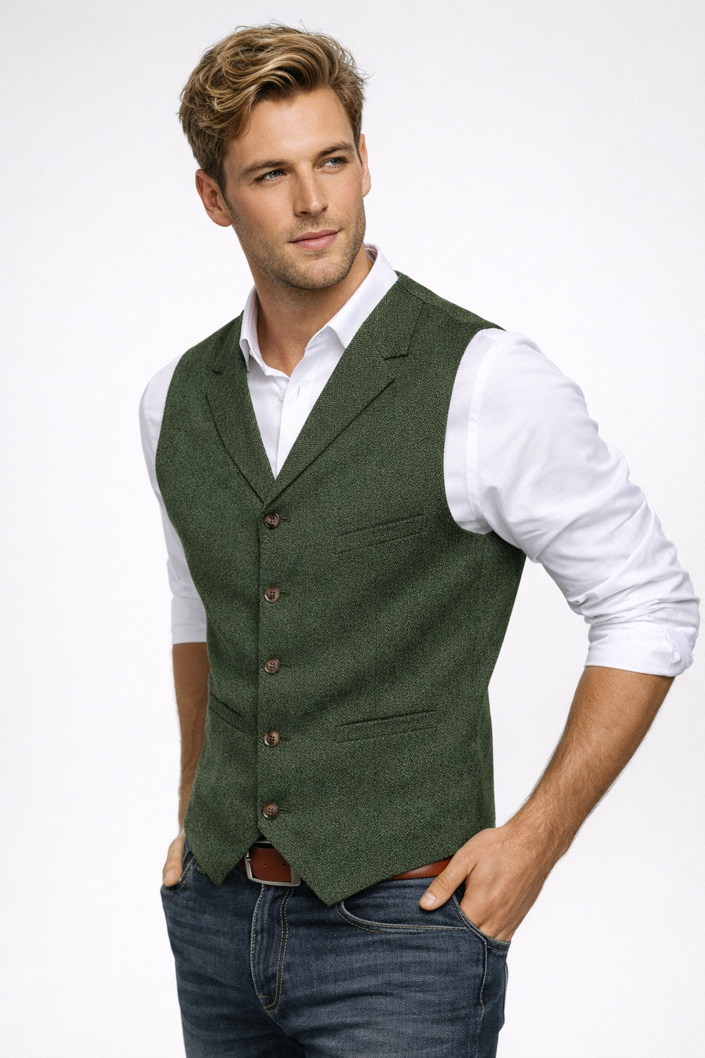 Refined Slim Fit Gilet in Classic Navy