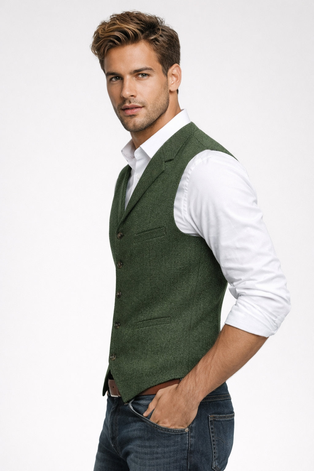 Refined Slim Fit Gilet in Classic Navy