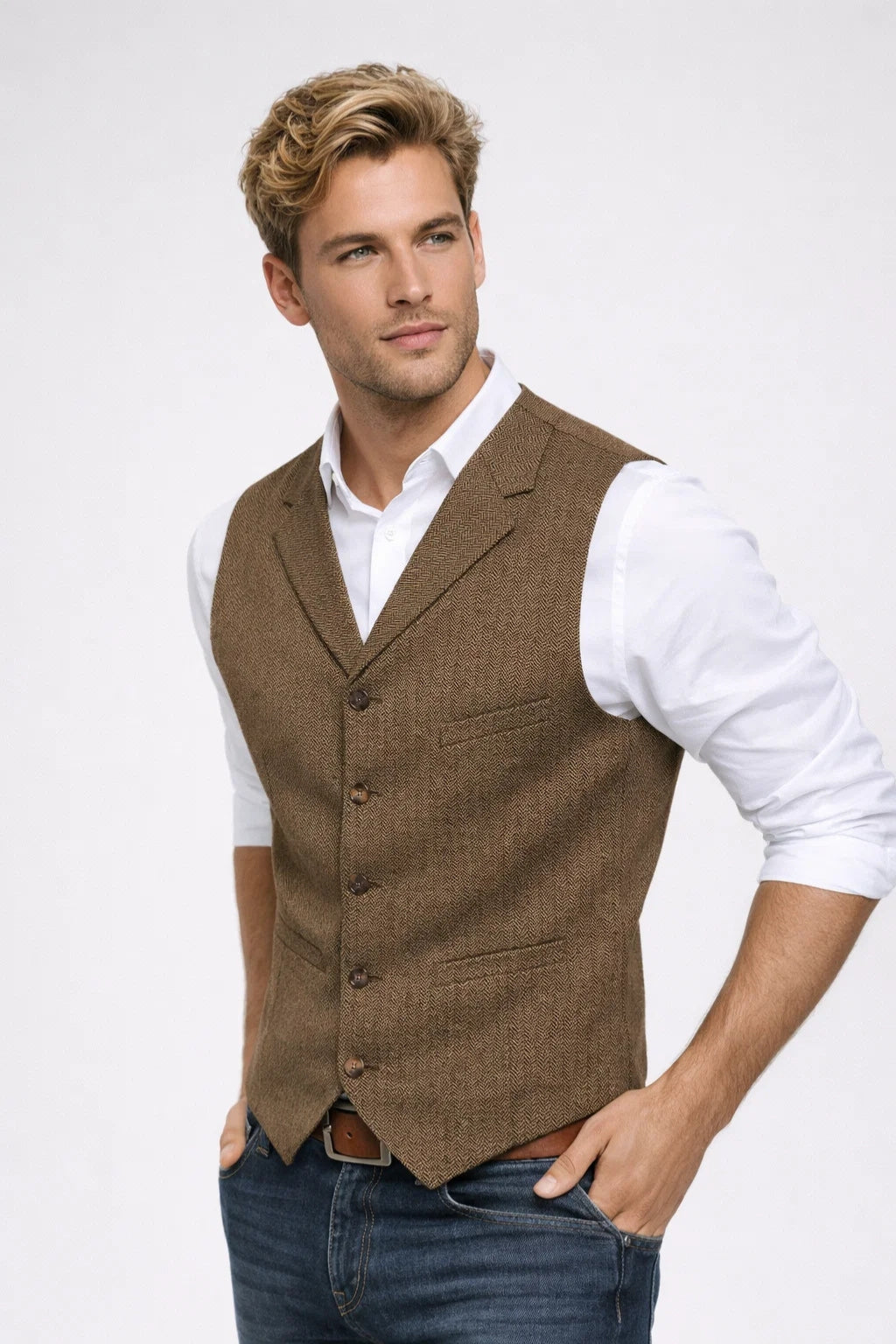 Refined Slim Fit Gilet in Classic Navy