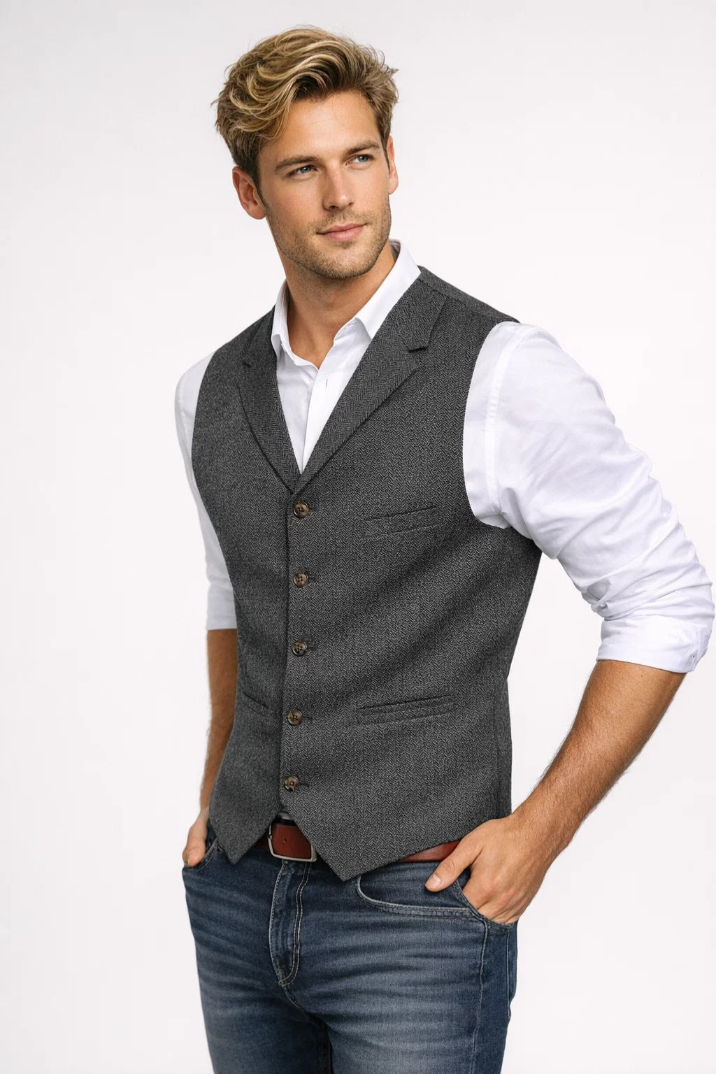 Refined Slim Fit Gilet in Classic Navy