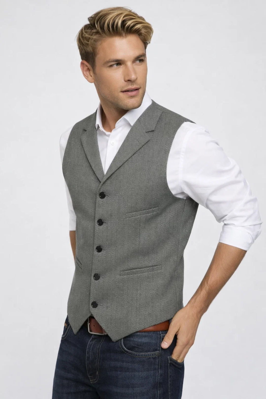 Refined Slim Fit Gilet in Classic Navy