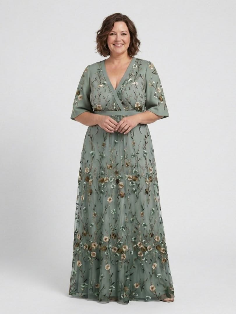 Elsie Floral V-Neck Dress in Silk