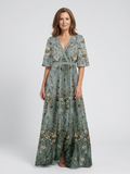 Elsie Floral V-Neck Dress in Silk