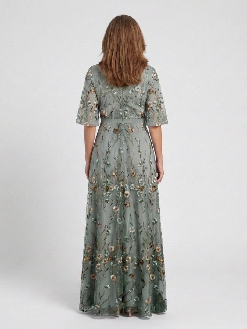 Elsie Floral V-Neck Dress in Silk